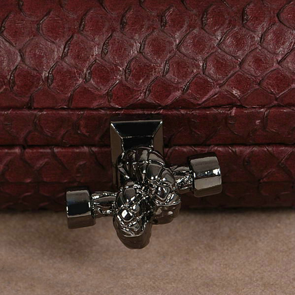 Bottega Veneta intrecciato python vein leather impero ayers knot clutch 11308 brown - Click Image to Close
